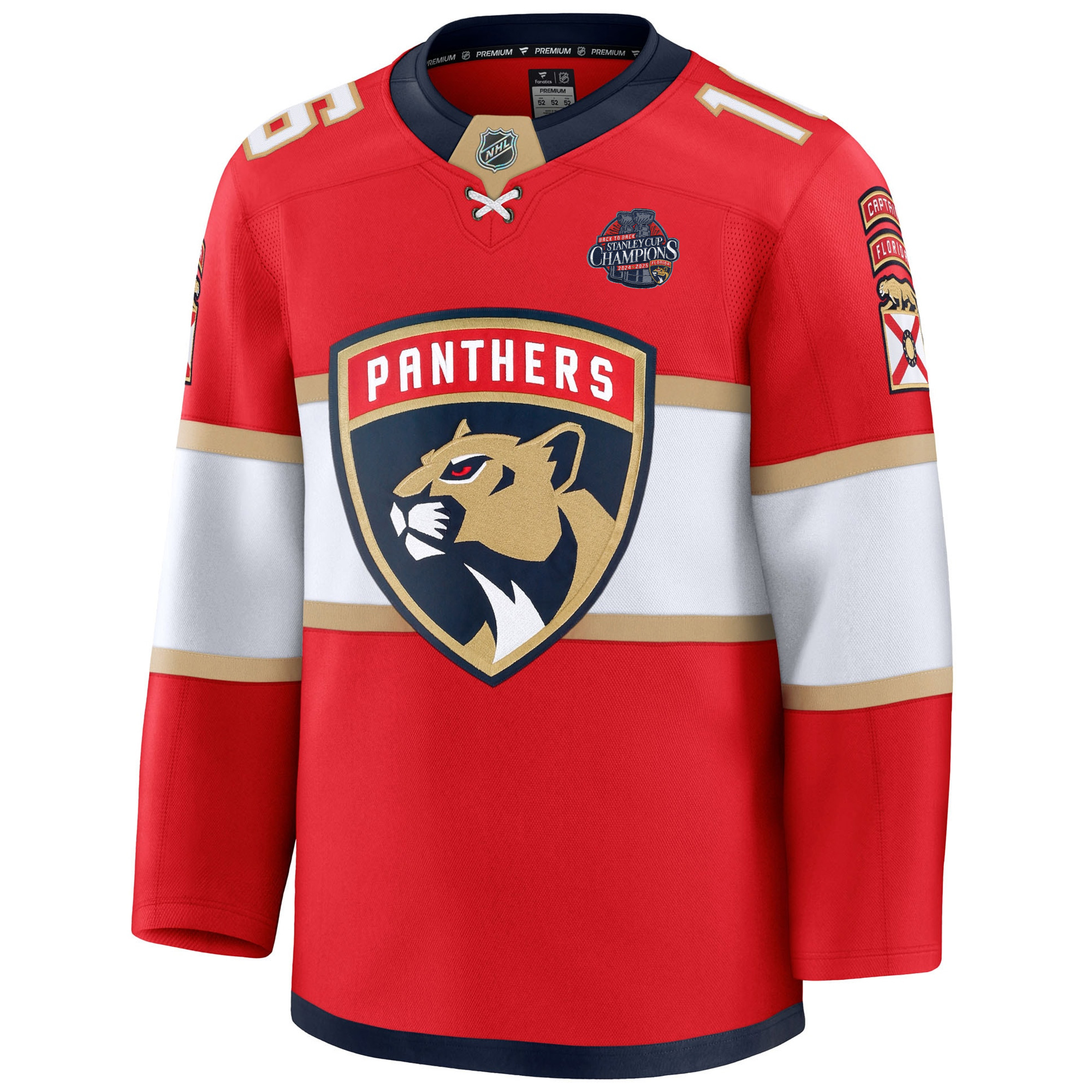 Aleksander Barkov Florida Panthers Back To Back Championship Red Home Premium Jersey - All Stitched - Image 2