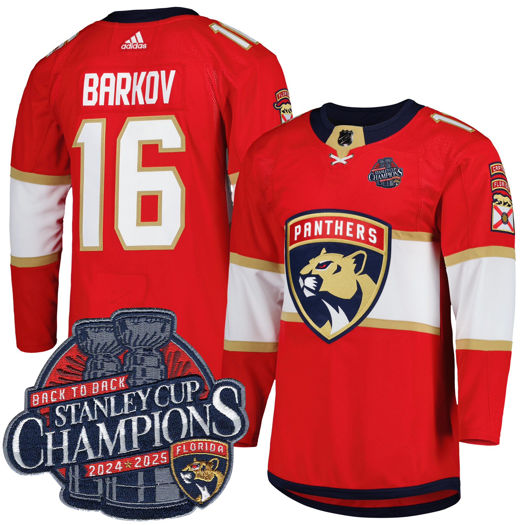 Aleksander Barkov Florida Panthers Back To Back Championship Red Home Primegreen Jersey - All Stitched