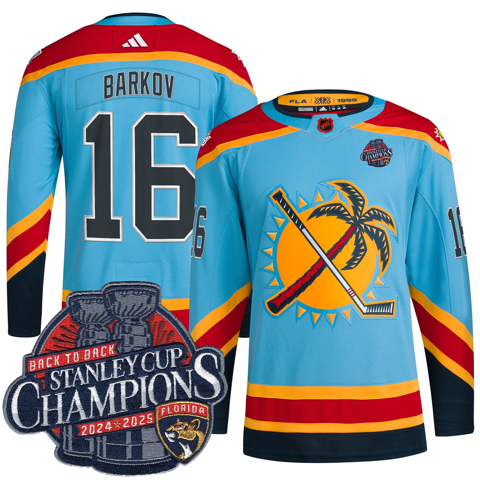 Aleksander Barkov Florida Panthers Back To Back Championship Light Blue Alternate Primegreen Jersey - All Stitched