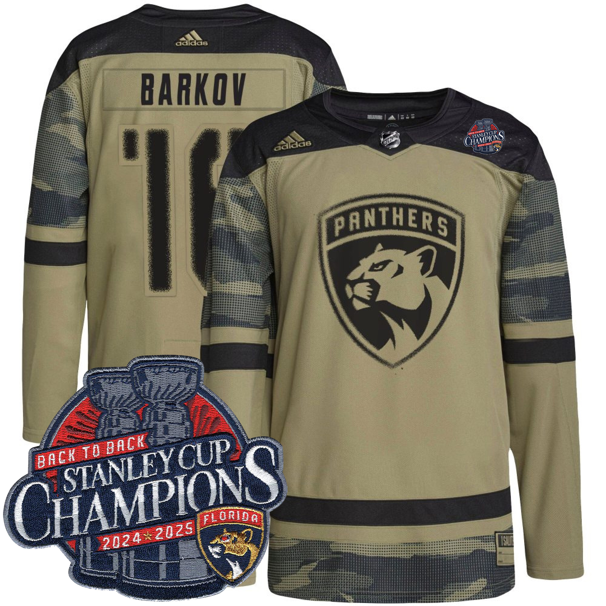 Aleksander Barkov Florida Panthers Back To Back Championship Camo Military Appreciation Jersey - All Stitched