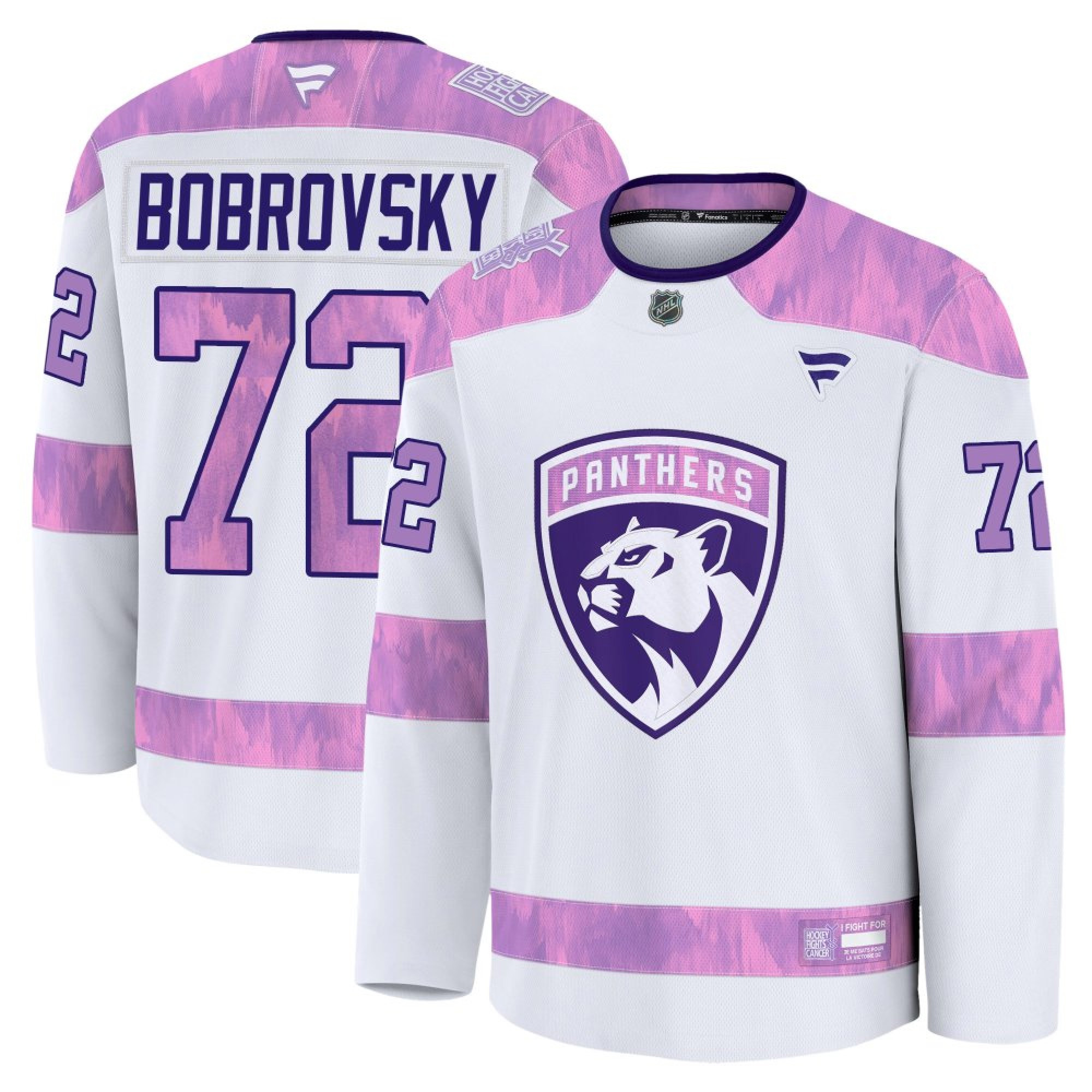 Sergei Bobrovksy Florida Panthers White Purple Hockey Fights Cancer Premium Jersey - All Stitched