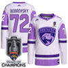 Sergei Bobrovksy Florida Panthers 2025 Stanley Cup Championship White Purple Hockey Fights Cancer Primegreen Jersey - All Stitched