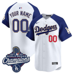 Custom Los Angeles Dodgers White Alternate 2025 World Series Champions Gold Collection Limited Jersey - All Stitched