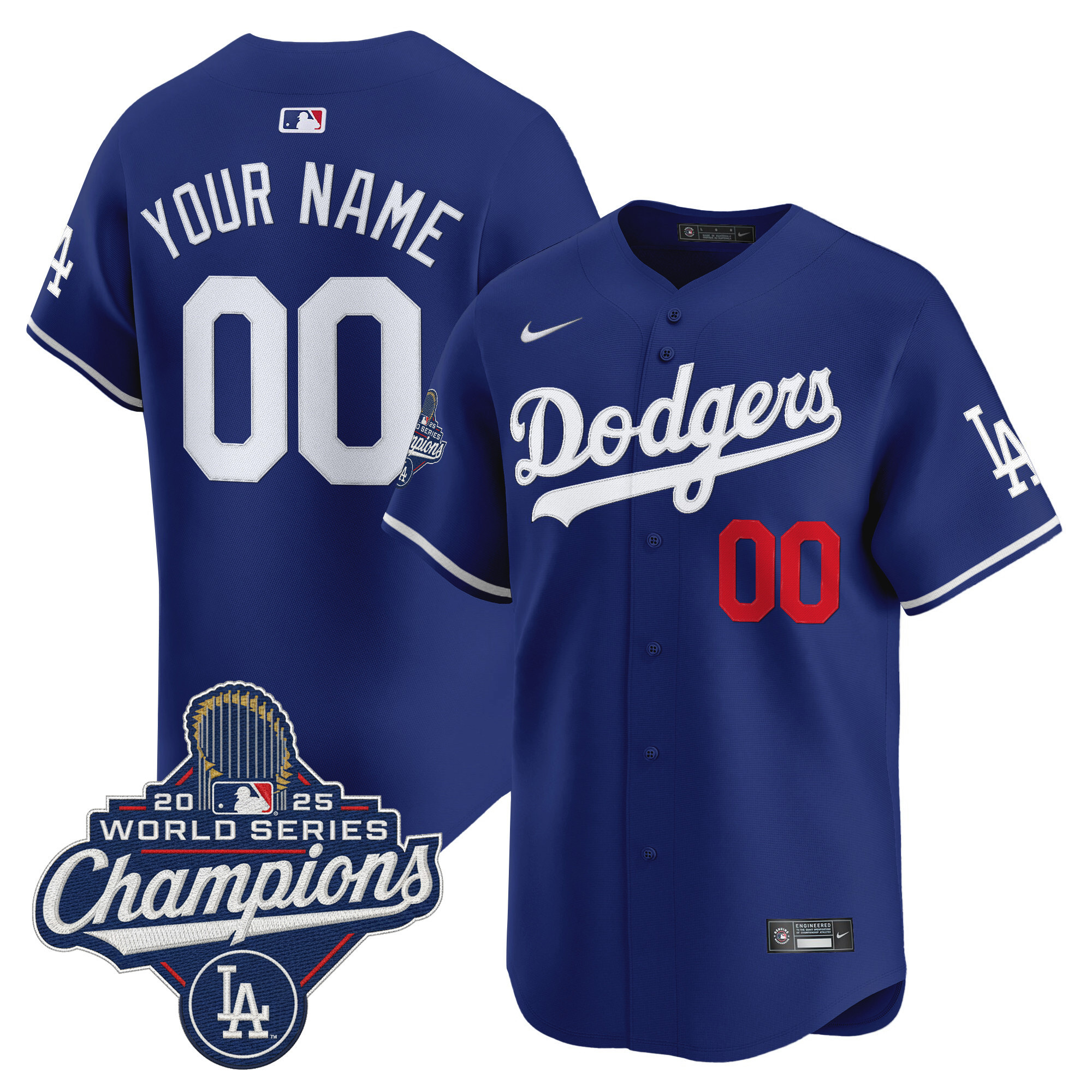 Custom Los Angeles Dodgers Royal Alternate 2025 World Series Champions Limited Jersey - All Stitched