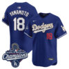 Yoshinobu Yamamoto Los Angeles Dodgers Royal 2025 World Series Champions Gold Collection Limited Jersey - All Stitched