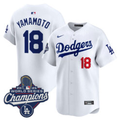 Yoshinobu Yamamoto Los Angeles Dodgers White Home 2025 World Series Champions Limited Jersey - All Stitched