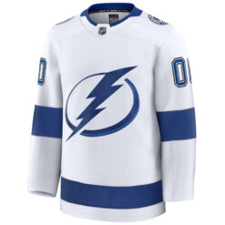 Alternative view of Custom Tampa Bay Lightning White Away Premium Jersey - All Stitched