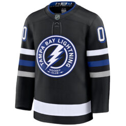 Alternative view of Custom Tampa Bay Lightning Black Alternate Premium Jersey - All Stitched