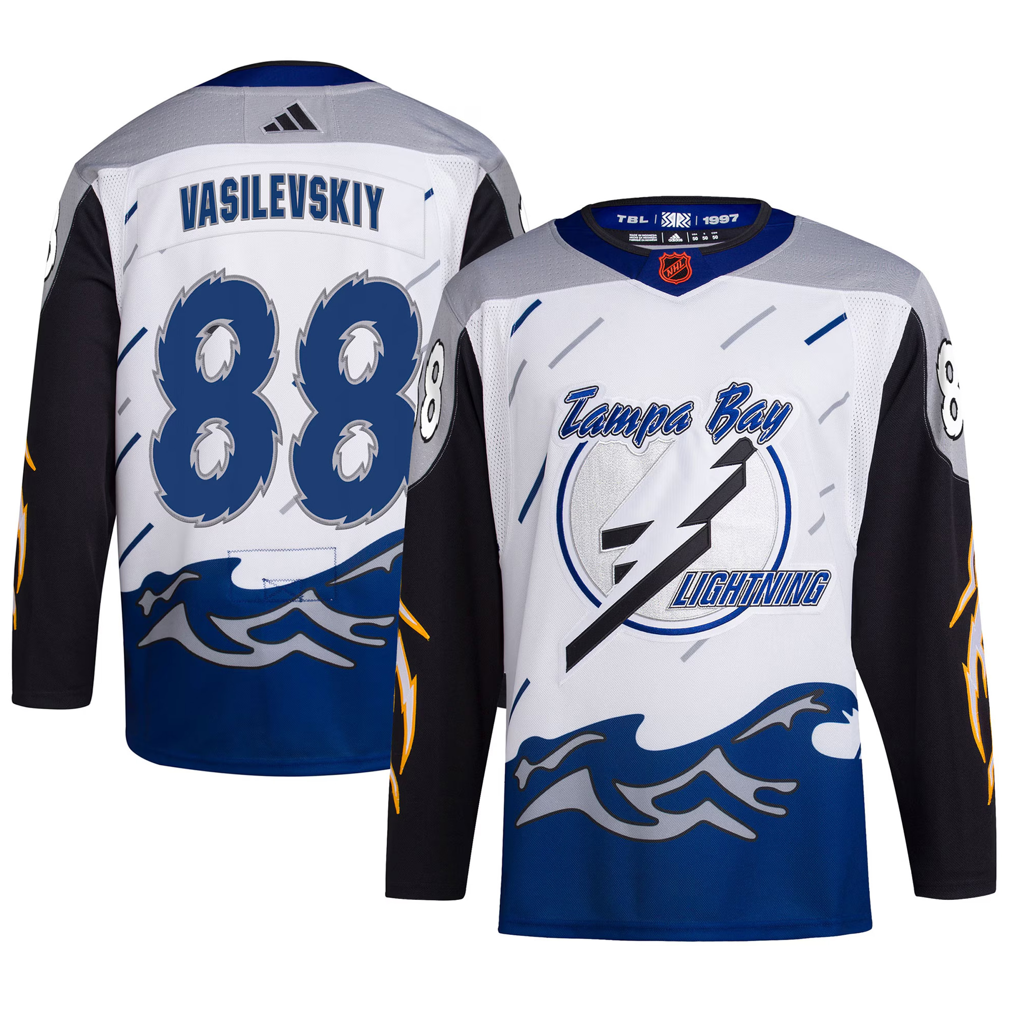 Andrei Vasilevski Tampa Bay Lightning White Reverse Retro 2.0 Primegreen Jersey - All Stitched