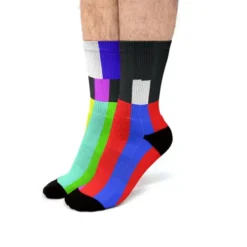Smpte Tv Color Bars Test Pattern Fit Crew Socks
