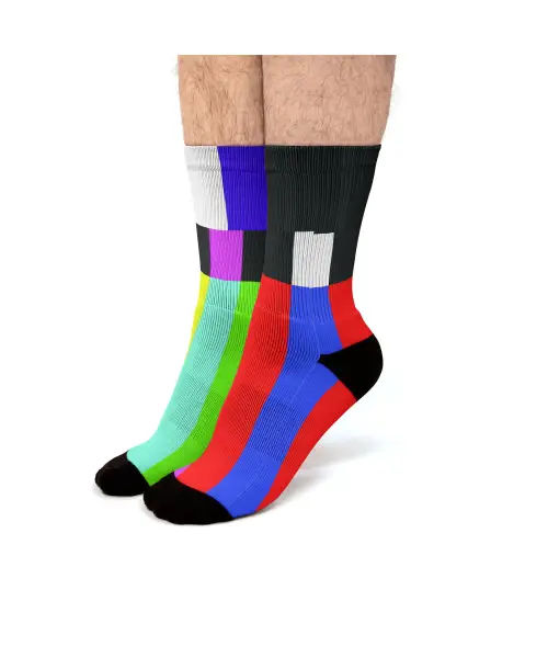 Smpte Tv Color Bars Test Pattern Fit Crew Socks
