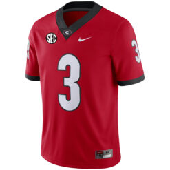 Alternative view of CJ Allen Georgia Bulldogs Football Red Home Game Jersey w/ SEC Patch - All Stitched