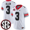 CJ Allen Georgia Bulldogs Football White 40th NC Anniversary Jersey w/ SEC Patch - All Stitched