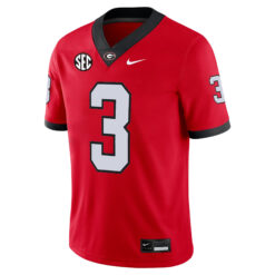 Alternative view of CJ Allen Georgia Bulldogs Football Red Home Jersey w/ SEC Patch - All Stitched