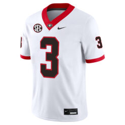 Alternative view of CJ Allen Georgia Bulldogs Football White Away Jersey w/ SEC Patch - All Stitched