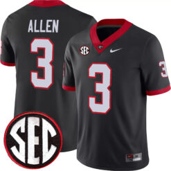 CJ Allen Georgia Bulldogs Football Black Alternate Jersey w/ SEC Patch - All Stitched