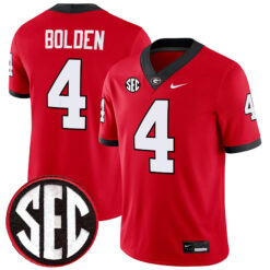 KJ Bolden Georgia Bulldogs Football Red Home Jersey w/ SEC Patch - All Stitched