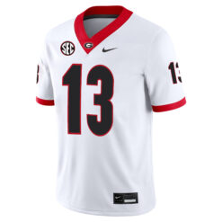 Alternative view of Mykel Williams Georgia Bulldogs Football White Away Game Jersey w/ SEC Patch - All Stitched