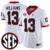 Mykel Williams Georgia Bulldogs Football White Away Jersey w/ SEC Patch - All Stitched