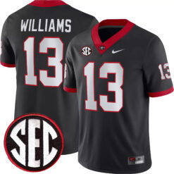 Mykel Williams Georgia Bulldogs Football Black Alternate Jersey w/ SEC Patch - All Stitched