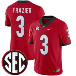 Nate Frazier Georgia Bulldogs Football Red Home Game Jersey w/ SEC Patch - All Stitched
