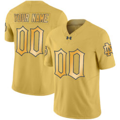 Custom Notre Dame Fighting Irish Football Gold Limited Jersey - All Stitched