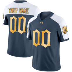 Custom Notre Dame Fighting Irish Football Alternate Blue Grey Limited Jersey - All Stitched