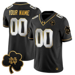 Custom Notre Dame Fighting Irish Football Black Gold Limited Jersey - All Stitched