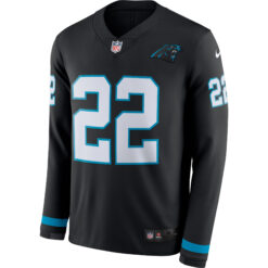 Alternative view of Christian McCaffrey Carolina Panthers Black Therma Long Sleeve Jersey - All Stitched