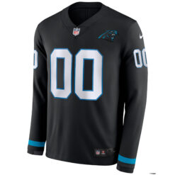 Alternative view of Custom Carolina Panthers Black Therma Long Sleeve Jersey - All Stitched