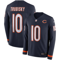 Mitchell Trubisky Chicago Bears Navy Therma Long Sleeve Jersey - All Stitched