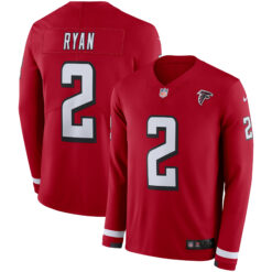 Matt Ryan Atlanta Falcons Red Therma Long Sleeve Jersey - All Stitched