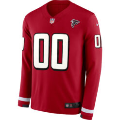 Alternative view of Custom Atlanta Falcons Red Therma Long Sleeve Jersey - All Stitched