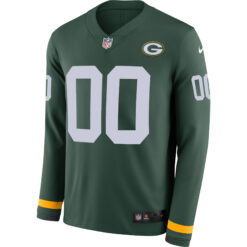 Alternative view of Custom Green Bay Packers Green Therma Long Sleeve Jersey - All Stitched