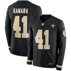 Alvin Kamara New Orleans Saints Black Therma Long Sleeve Jersey - All Stitched