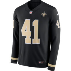 Alternative view of Alvin Kamara New Orleans Saints Black Therma Long Sleeve Jersey - All Stitched