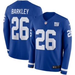 Saquon Barkley New York Giants Royal Therma Long Sleeve Jersey - All Stitched