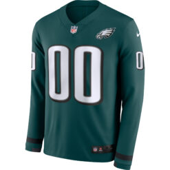 Alternative view of Custom Philadelphia Eagles Midnight Green Therma Long Sleeve Jersey - All Stitched