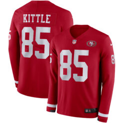 George Kittle San Francisco 49ers Scarlet Therma Long Sleeve Jersey - All Stitched