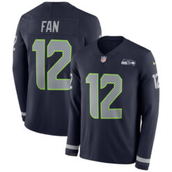 12th Fan Seattle Seahawks Navy Therma Long Sleeve Jersey - All Stitched