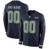 Custom Seattle Seahawks Navy Therma Long Sleeve Jersey - All Stitched