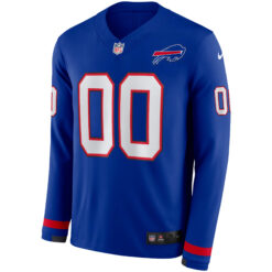 Alternative view of Custom Buffalo Bills Royal Therma Long Sleeve Jersey - All Stitched