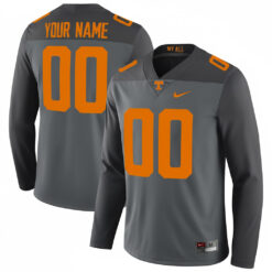 Custom Tennessee Volunteers Football Smokey Grey Therma Long Sleeve Jersey - All Stitched
