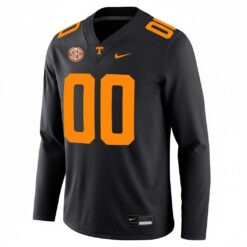 Alternative view of Custom Tennessee Volunteers Football Black Therma Long Sleeve Jersey w/ SEC Patch - All Stitched