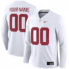 Custom Alabama Crimson Tide Football White Therma Long Sleeve Jersey - All Stitched