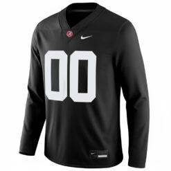 Alternative view of Custom Alabama Crimson Tide Football Black Therma Long Sleeve Jersey - All Stitched