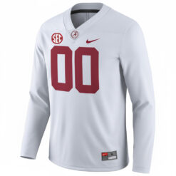 Alternative view of Custom Alabama Crimson Tide Football White Therma Long Sleeve Jersey w/ SEC Patch - All Stitched