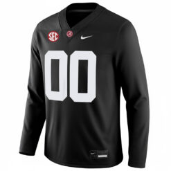 Alternative view of Custom Alabama Crimson Tide Football Black Therma Long Sleeve Jersey w/ SEC Patch - All Stitched
