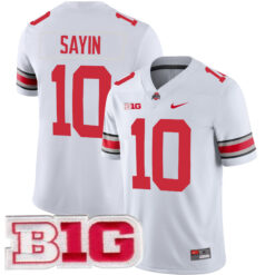 Julian Sayin Ohio State Buckeyes Football White Game Jersey w/ B1G Patch - All Stitched