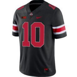 Alternative view of Julian Sayin Ohio State Buckeyes Football Black Game Jersey w/ B1G Patch - All Stitched